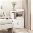 Furinno GRUEN 2-Tier Small Bookcase with Doors 9.3 x 21.8 x 27 White