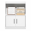 Furinno GRUEN 2-Tier Small Bookcase with Doors 9.3 x 21.8 x 27 White
