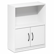 Furinno GRUEN 2-Tier Small Bookcase with Doors 9.3 x 21.8 x 27 White