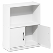 Furinno GRUEN 2-Tier Small Bookcase with Doors 9.3 x 21.8 x 27 White