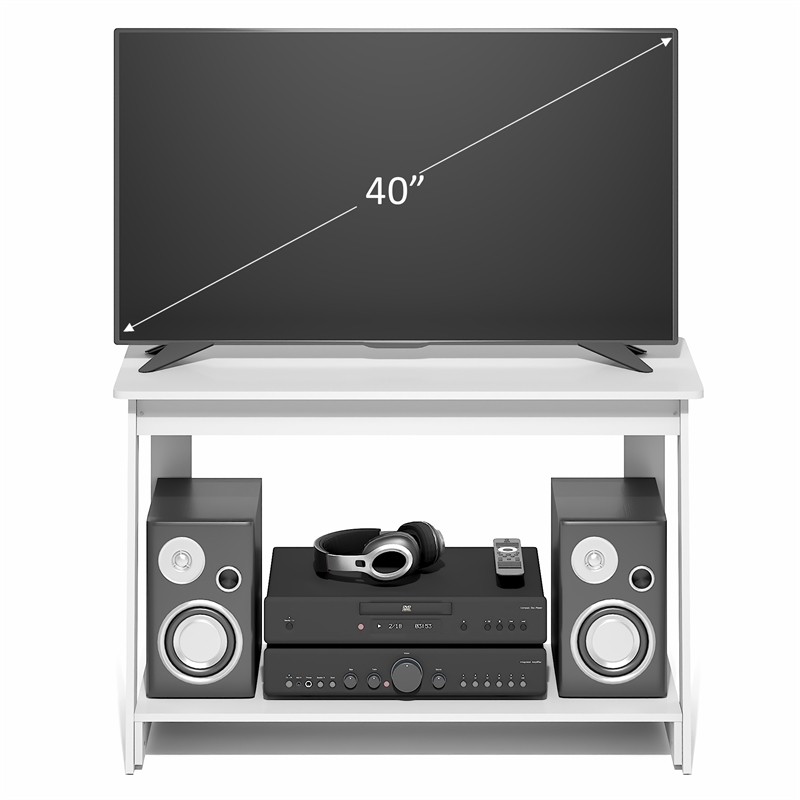 Furinno BEGINNING 2-Tier Entertainment Center for TV up to 36 Inch White