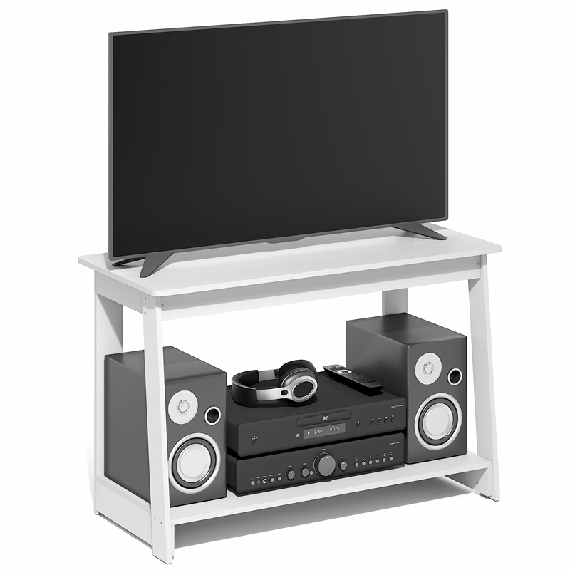 Furinno BEGINNING 2-Tier Entertainment Center for TV up to 36 Inch White