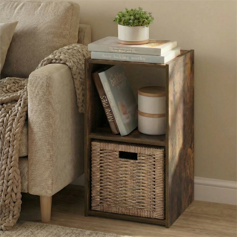 Furinno PELLI 2 Cube 2x1 Bookshelf 12.2 x 11.6 x 24.2 Amber Pine