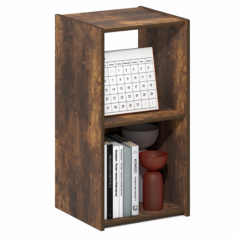 Furinno PELLI 2 Cube 2x1 Bookshelf 12.2 x 11.6 x 24.2 Amber Pine