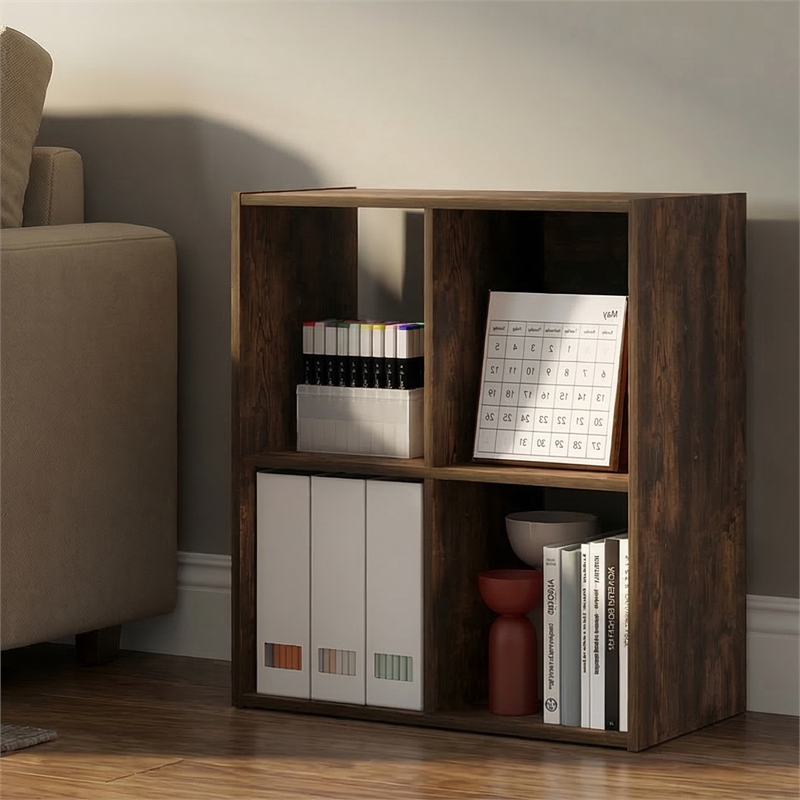 Furinno PELLI 4 Cube 2 x 2 Bookshelf  11.6 x 24.2 x 24.2 Amber Pine