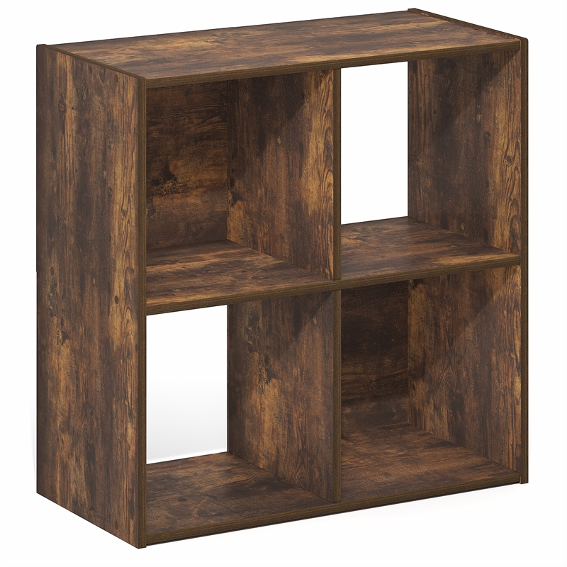 Furinno PELLI 4 Cube 2 x 2 Bookshelf  11.6 x 24.2 x 24.2 Amber Pine