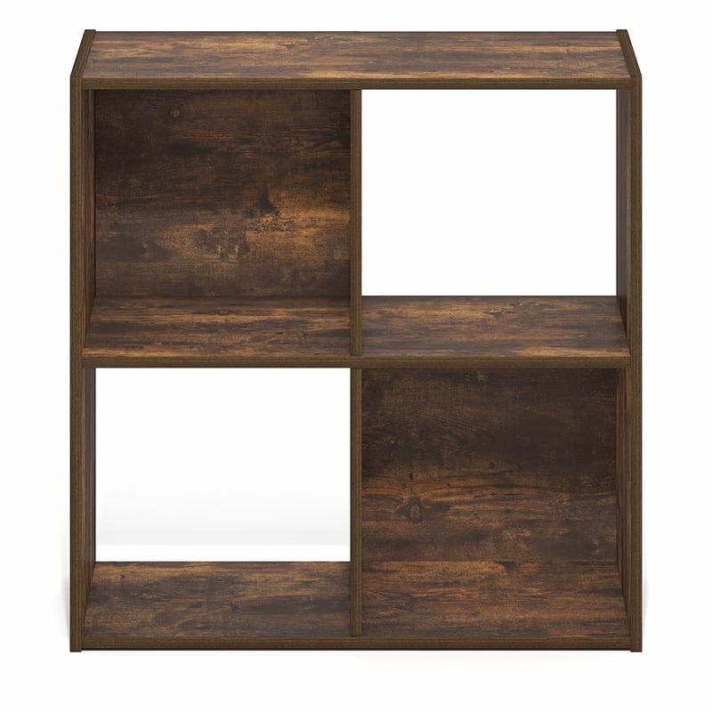 Furinno PELLI 4 Cube 2 x 2 Bookshelf  11.6 x 24.2 x 24.2 Amber Pine