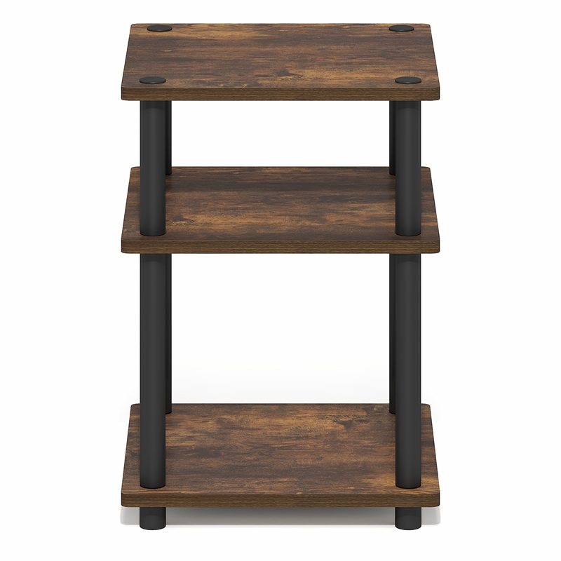 Furinno TURN-N-TUBE 3-Tier Toolless Open Shelves End Table Nightstand Amber Pine