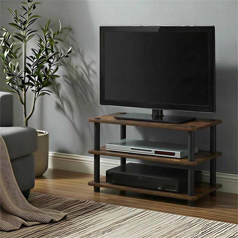 Furinno TURN-N-TUBE 3-Tier Entertainment Center for TV up to 32 Inch Amber Pine