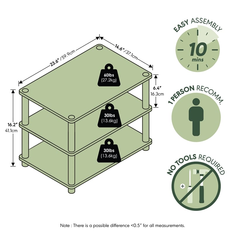 Furinno TURN-N-TUBE 3-Tier Entertainment Center for TV up to 32 Inch Amber Pine