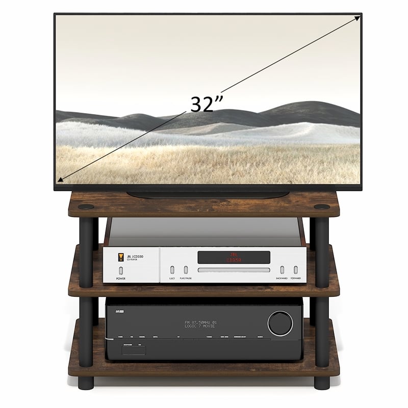 Furinno TURN-N-TUBE 3-Tier Entertainment Center for TV up to 32 Inch Amber Pine