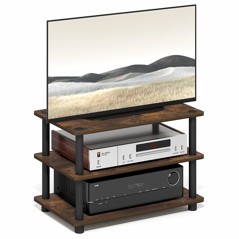 Furinno TURN-N-TUBE 3-Tier Entertainment Center for TV up to 32 Inch Amber Pine