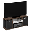 Furinno ECON 3-Tier Entertainment Center with Bins for TV up to 46 Inch Amber Pine