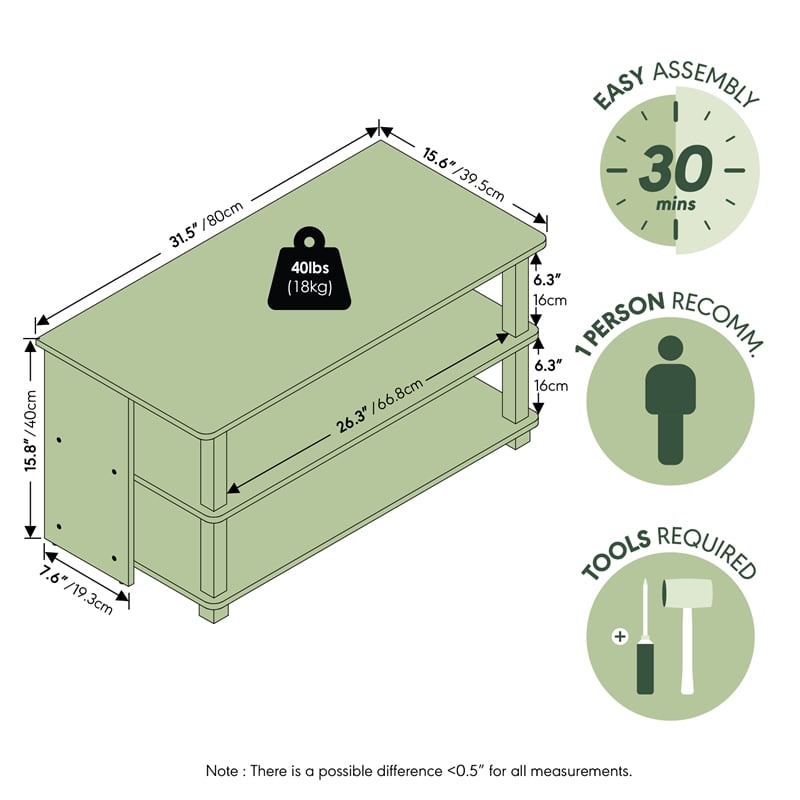 Furinno SULLY 3-Tier Entertainment Center for TV up to 40 Inch Amber Pine