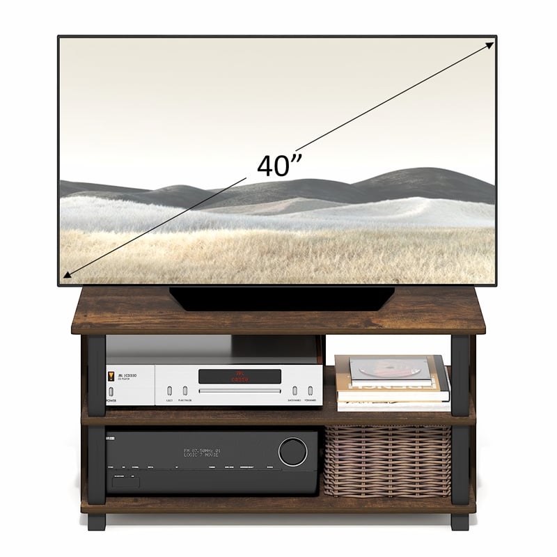 Furinno SULLY 3-Tier Entertainment Center for TV up to 40 Inch Amber Pine