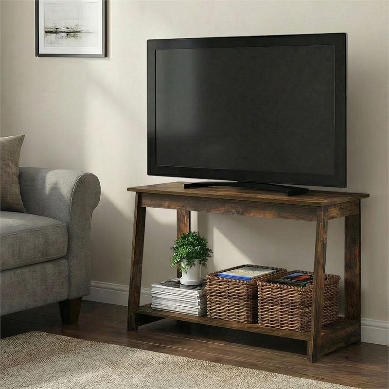 Furinno BEGINNING 2-Tier Entertainment Center for TV up to 36 Inch Amber Pine