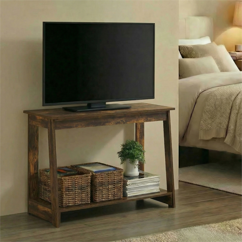 Furinno BEGINNING 2-Tier Entertainment Center for TV up to 36 Inch Amber Pine