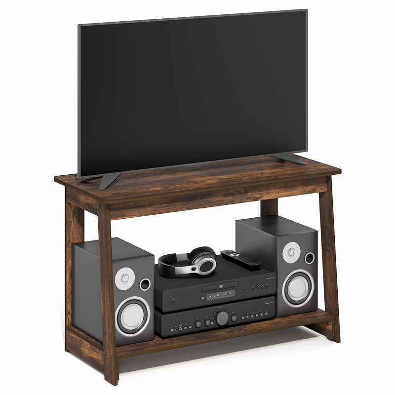 Furinno BEGINNING 2-Tier Entertainment Center for TV up to 36 Inch Amber Pine