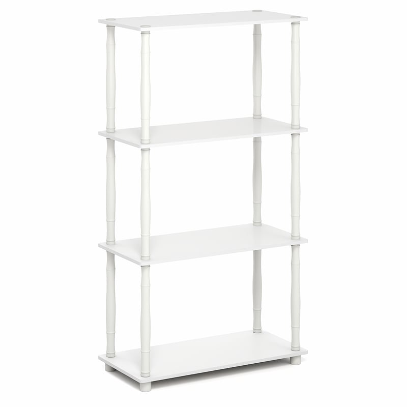 Furinno TURN-N-TUBE 4-Tier Open Frame Corner Toolless Bookshelf White