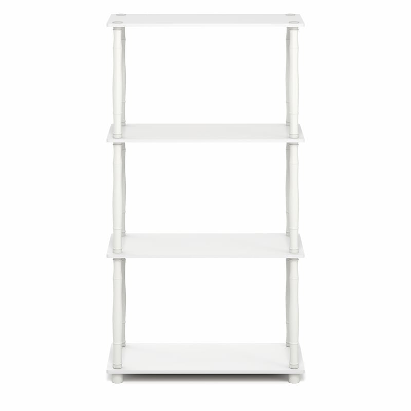 Furinno TURN-N-TUBE 4-Tier Open Frame Corner Toolless Bookshelf White