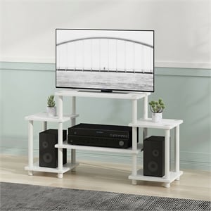 Furinno TURN-N-TUBE 6 Open Shelf Entertainment Center for TV up to 32 Inch White