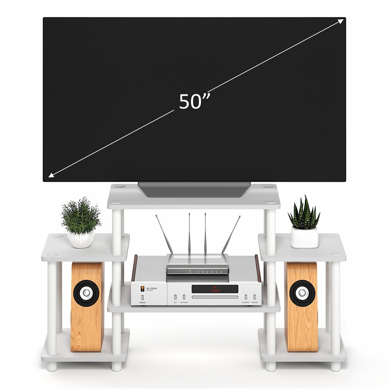 Furinno TURN-N-TUBE 6 Open Shelf Entertainment Center for TV up to 32 Inch White