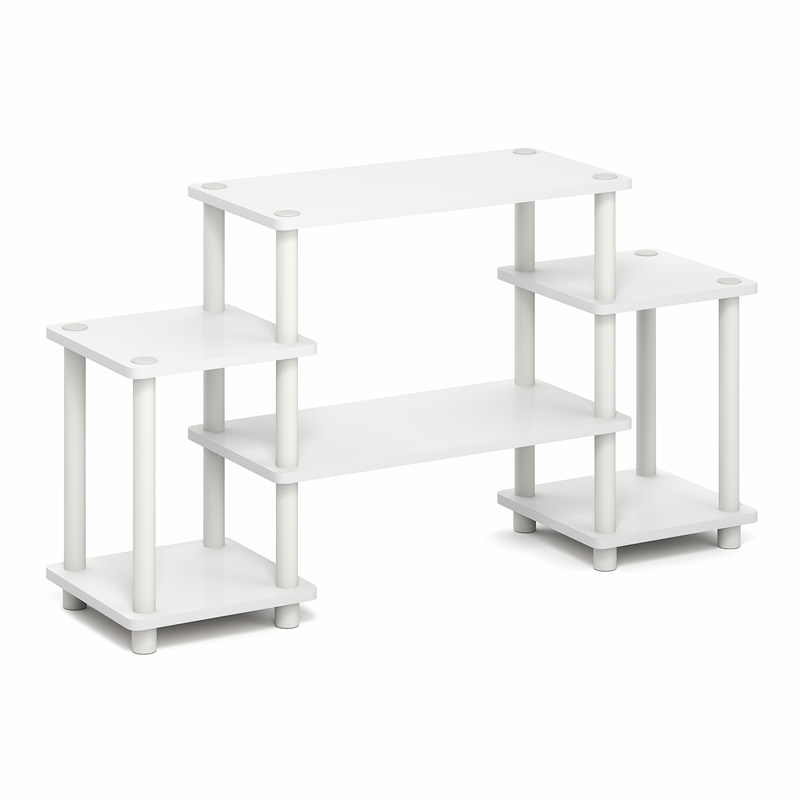 Furinno TURN-N-TUBE 6 Open Shelf Entertainment Center for TV up to 32 Inch White