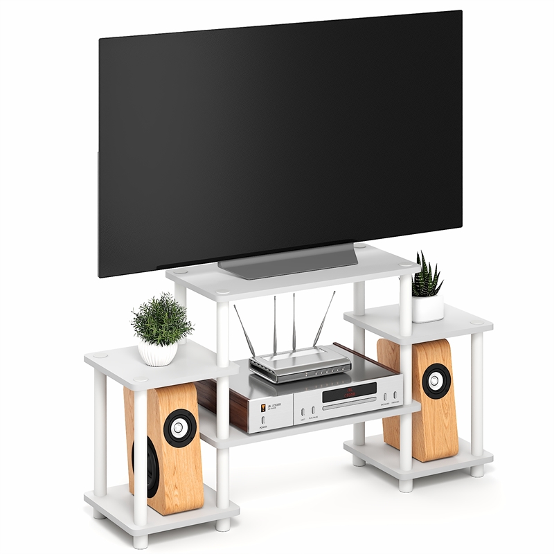 Furinno TURN-N-TUBE 6 Open Shelf Entertainment Center for TV up to 32 Inch White
