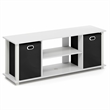 Furinno ECON 3-Tier Entertainment Center with Bins for TV up to 46 Inch White