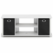 Furinno ECON 3-Tier Entertainment Center with Bins for TV up to 46 Inch White