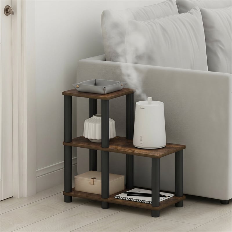 Furinno TURN-N-TUBE 3-Tier Open Frame Ladder Corner Bookshelf Amber Pine