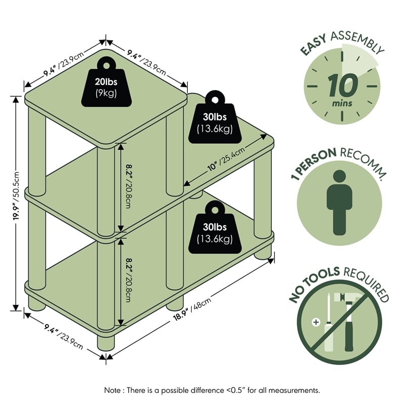 Furinno TURN-N-TUBE 3-Tier Open Frame Ladder Corner Bookshelf Amber Pine
