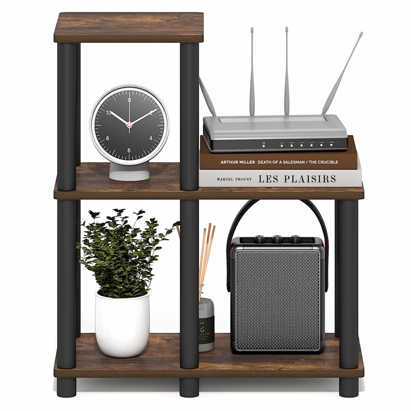 Furinno TURN-N-TUBE 3-Tier Open Frame Ladder Corner Bookshelf Amber Pine