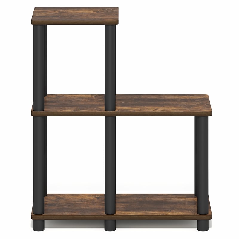 Furinno TURN-N-TUBE 3-Tier Open Frame Ladder Corner Bookshelf Amber Pine