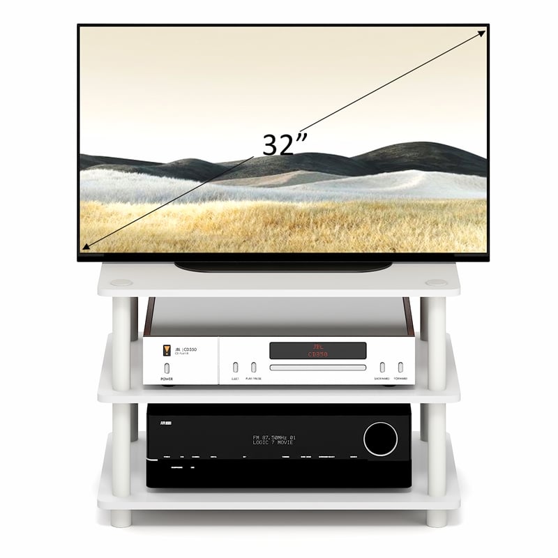 Furinno TURN-N-TUBE 3-Tier Corner Entertainment Center for TVup to 32 Inch White