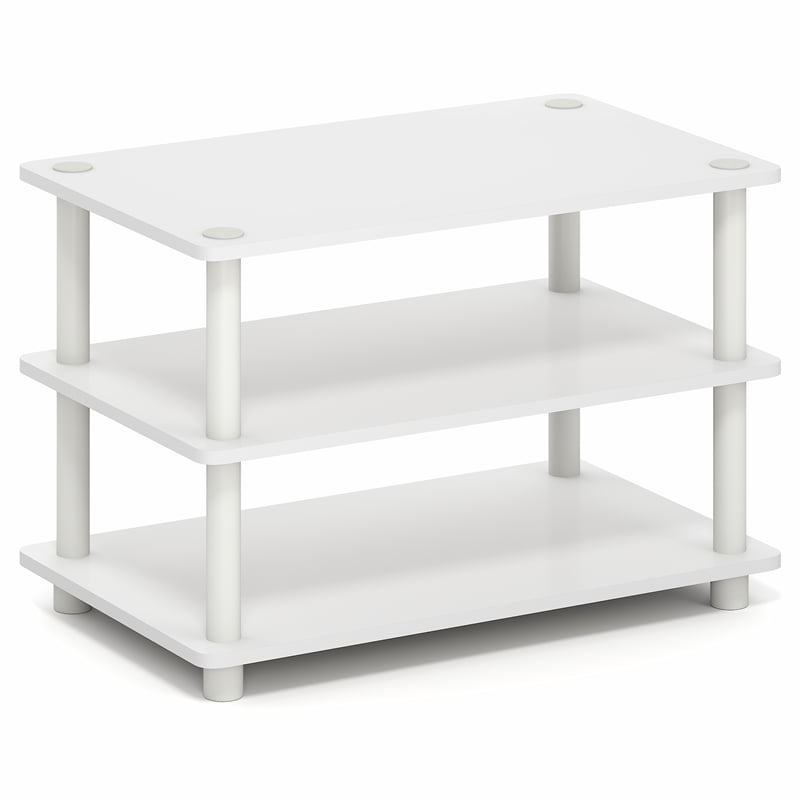 Furinno TURN-N-TUBE 3-Tier Corner Entertainment Center for TVup to 32 Inch White