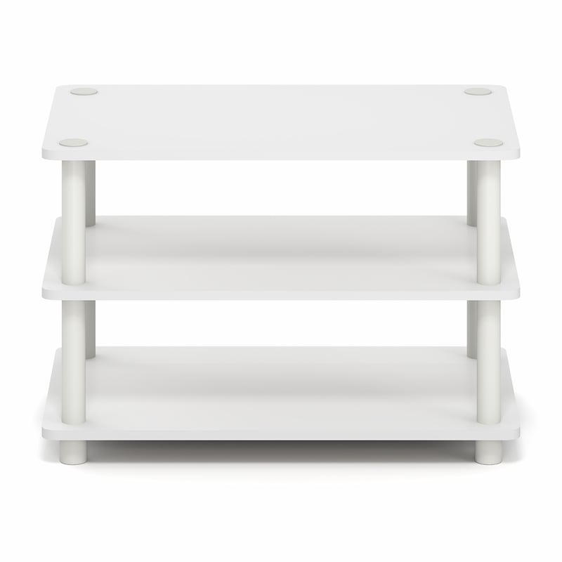 Furinno TURN-N-TUBE 3-Tier Corner Entertainment Center for TVup to 32 Inch White
