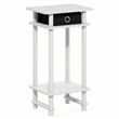 Furinno TURN-N-TUBE 3-Tier Narrow Toolless End Table with Storage Bin White