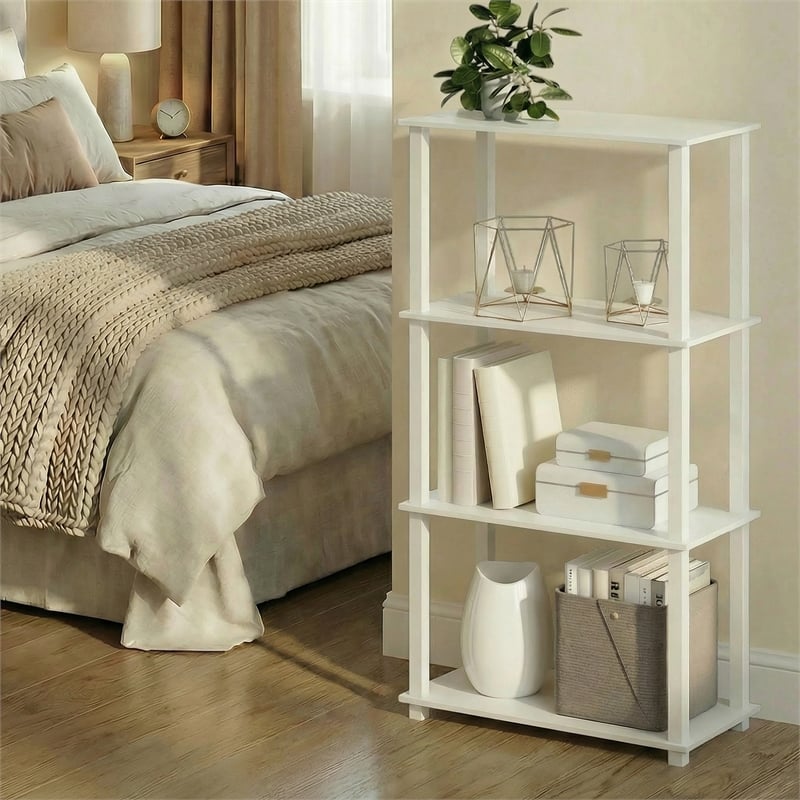 Furinno FULDA 3-Tier Narrow 10-In Width Bookcase 9.3 x 9.8 x 31.5