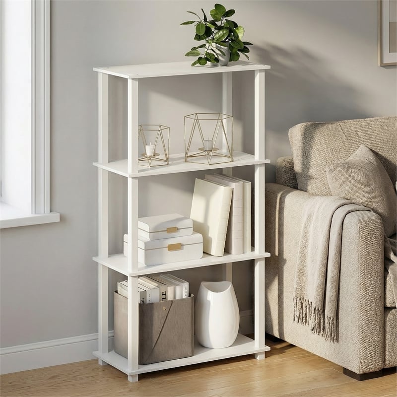 Furinno FULDA 3-Tier Narrow 10-In Width Bookcase 9.3 x 9.8 x 31.5