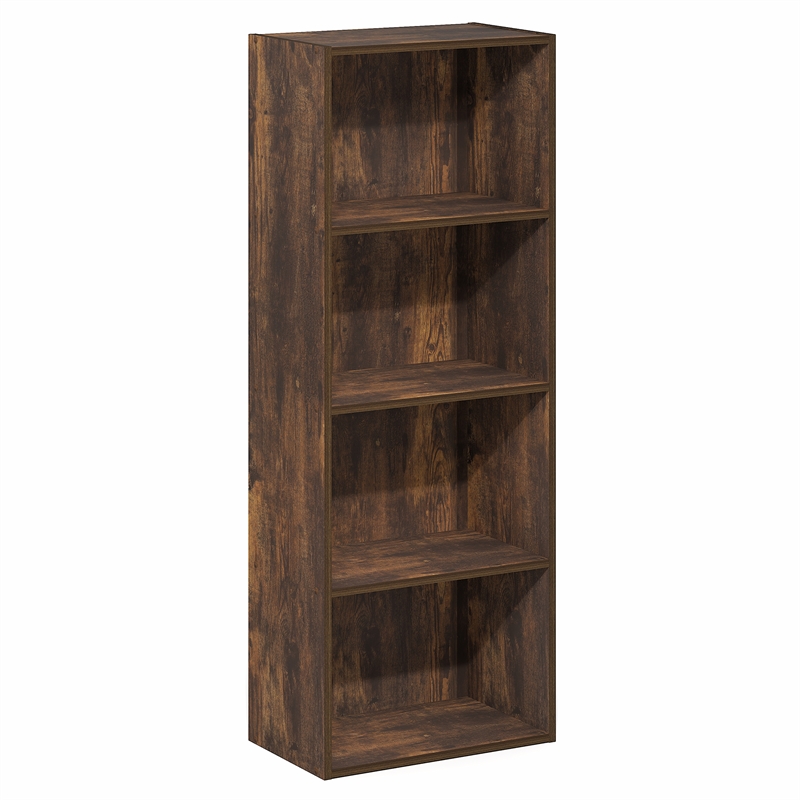 Furinno LUDER 4-Tier Corner Open Shelf Bookcase 9.3 x 15.6 x 41.7 Amber Pine