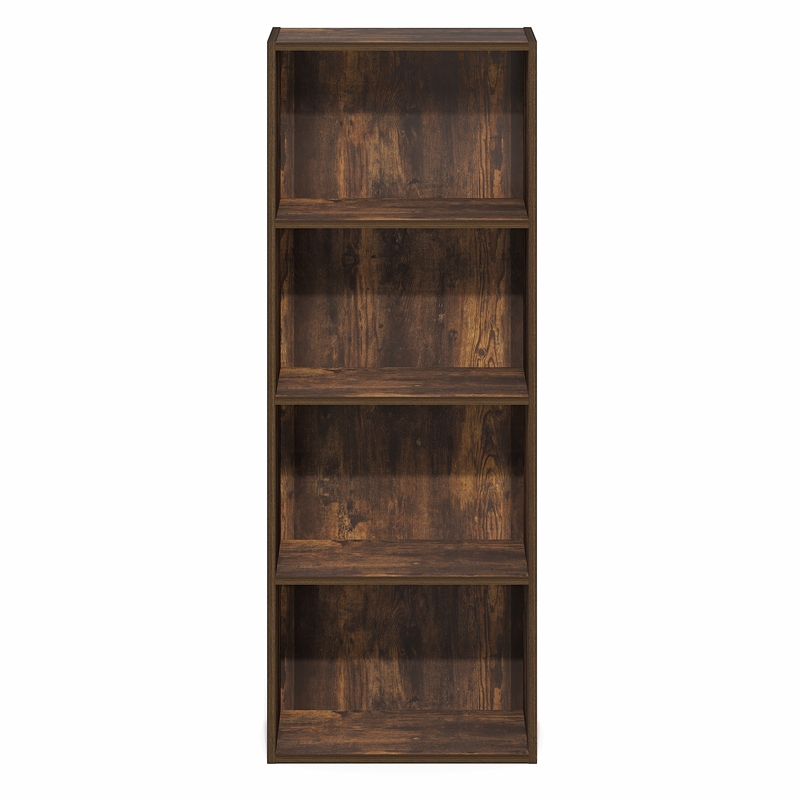 Furinno LUDER 4-Tier Corner Open Shelf Bookcase 9.3 x 15.6 x 41.7 Amber Pine