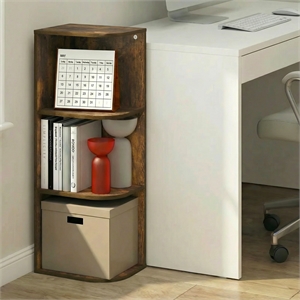 Furinno PASIR 3-Tier Corner Open Shelf Bookshelf 9.3 x 12 x 31.5 Amber Pine