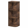Furinno PASIR 3-Tier Corner Open Shelf Bookshelf 9.3 x 12 x 31.5 Amber Pine