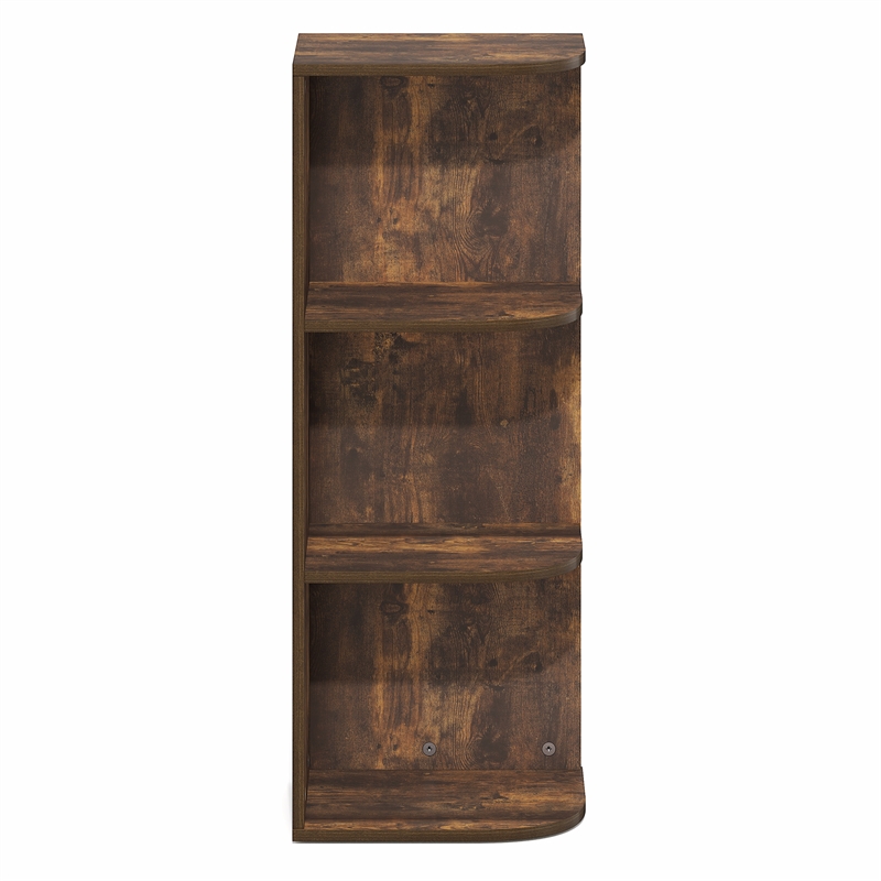 Furinno PASIR 3-Tier Corner Open Shelf Bookshelf 9.3 x 12 x 31.5 Amber Pine