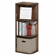 Furinno PASIR 3-Tier Corner Open Shelf Bookshelf 9.3 x 12 x 31.5 Amber Pine