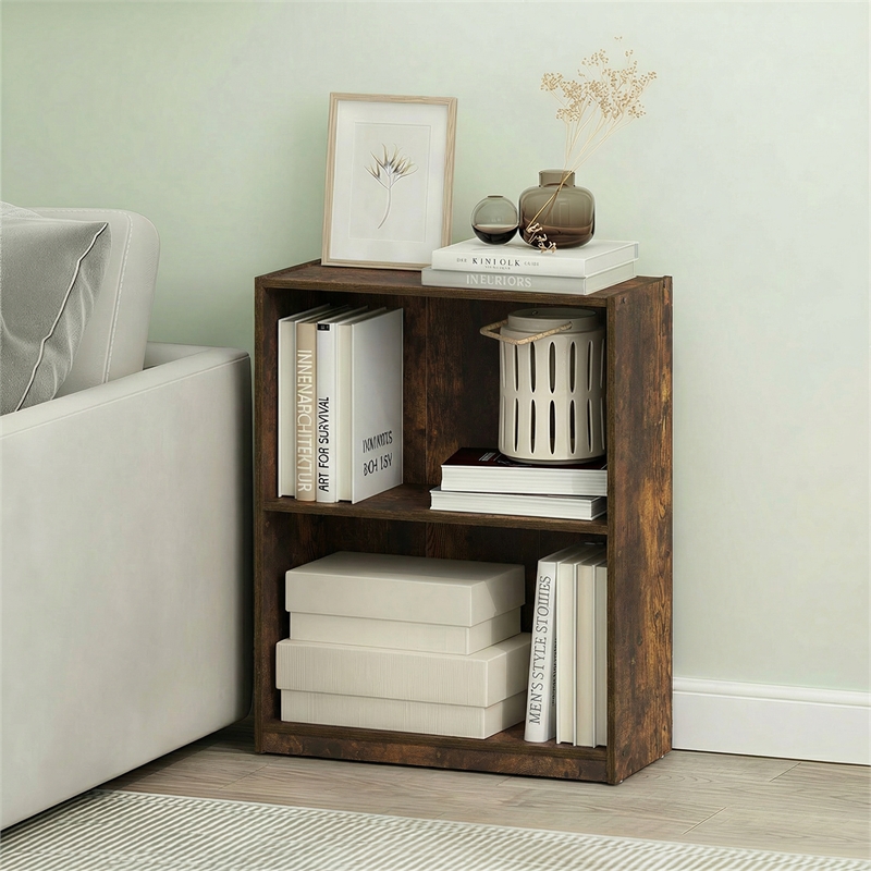 Furinno GRUEN 2-Tier Small Open Shelf Bookcase 8.3 x 21.8 x 27 Amber Pine