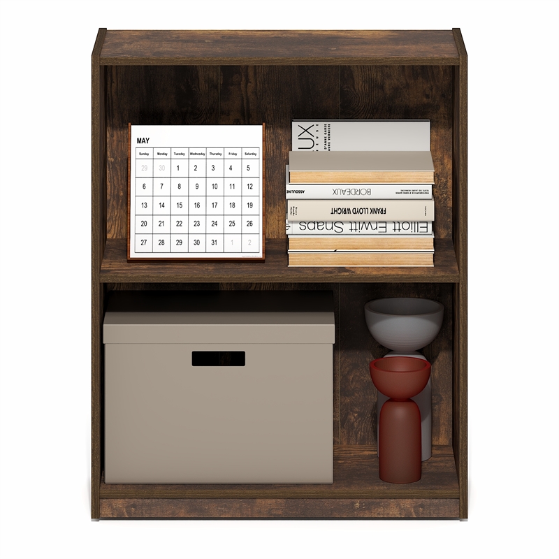 Furinno GRUEN 2-Tier Small Open Shelf Bookcase 8.3 x 21.8 x 27 Amber Pine