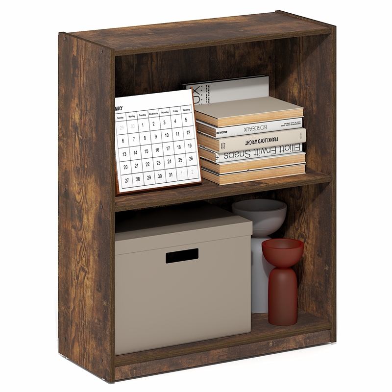 Furinno GRUEN 2-Tier Small Open Shelf Bookcase 8.3 x 21.8 x 27 Amber Pine