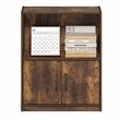 Furinno GRUEN 2-Tier Open Shelf Bookcase with Doors 9.3 x 21.8 x 27 Amber Pine
